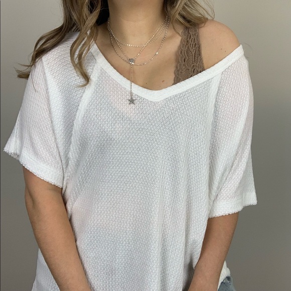 La Jolla Oversized Waffle Top - White S - Picture 5 of 8